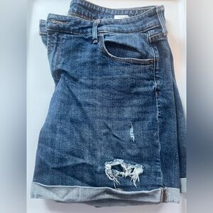 Old navy denim shorts with distressing